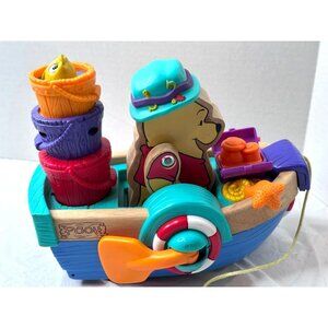 Fisher Price WINNIE THE POOH MUSICAL ROW YOUR BOAT FISH MOVING PULL TOY Vtg